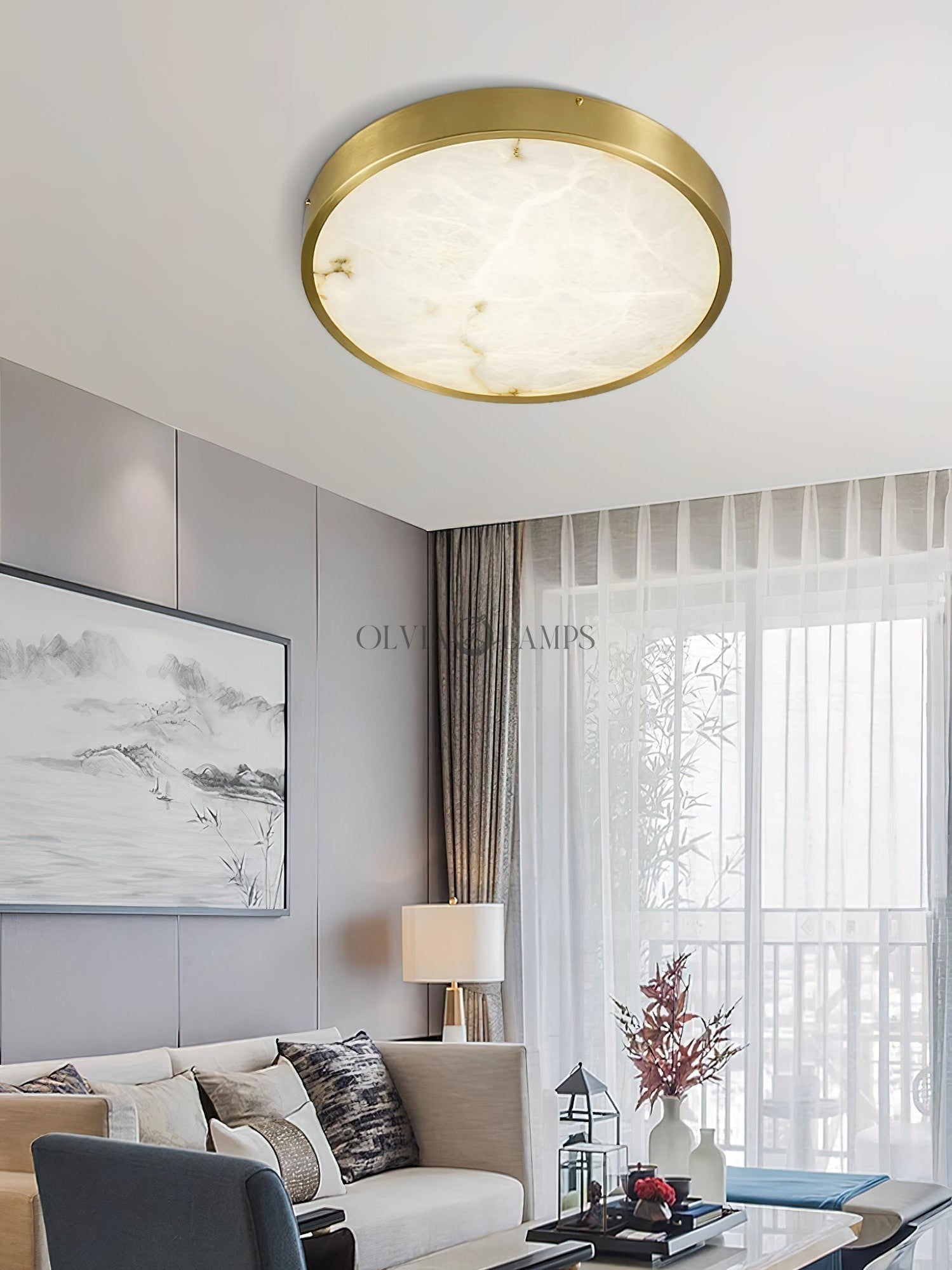 Geometric Alabaster Recessed Ceiling Light