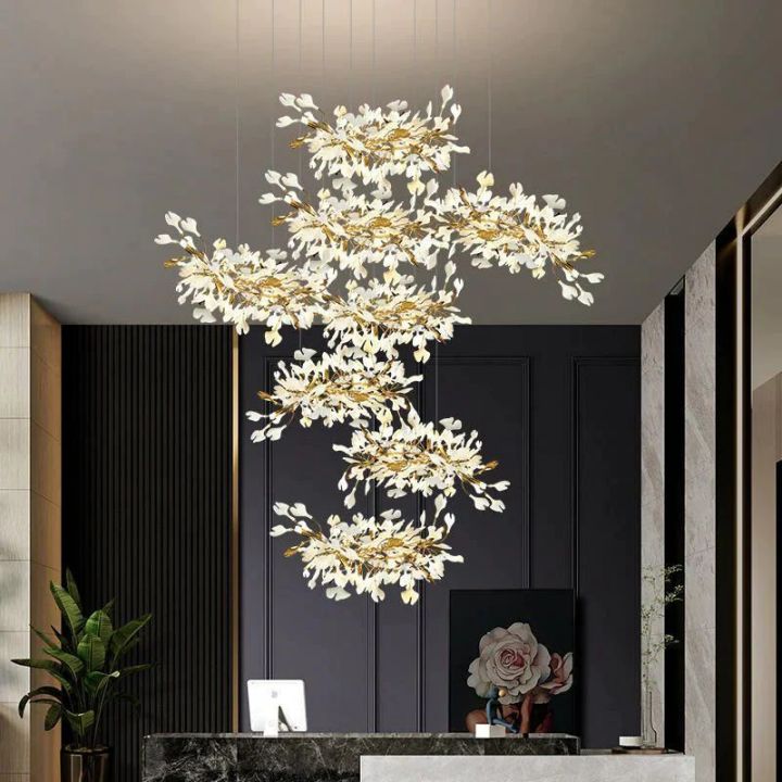 Ginkgo Cascading C (Alternating) Branch Chandelier