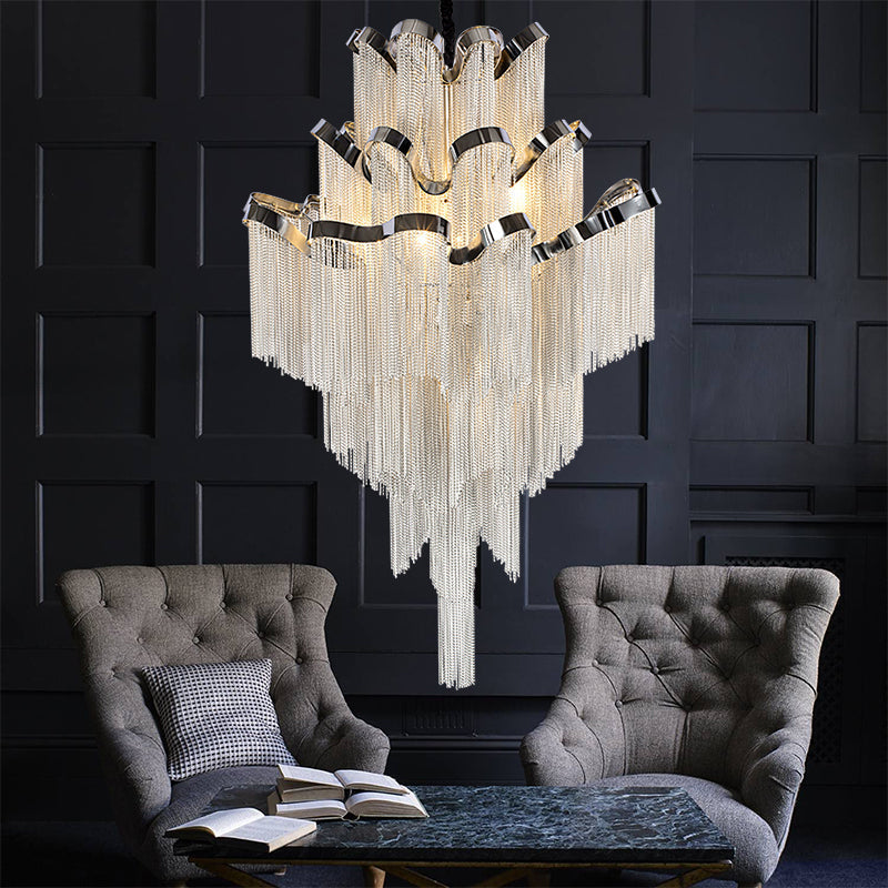 Olivia Gladys Aluminum Chain Tassel Stream Chandelier