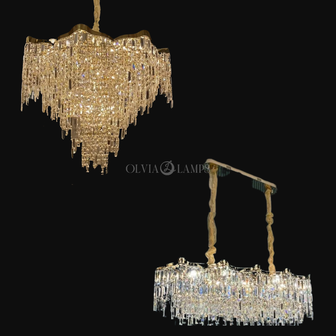 Crystal Tassel Chandelier Set For Living Room/Dining Room and Bedroom