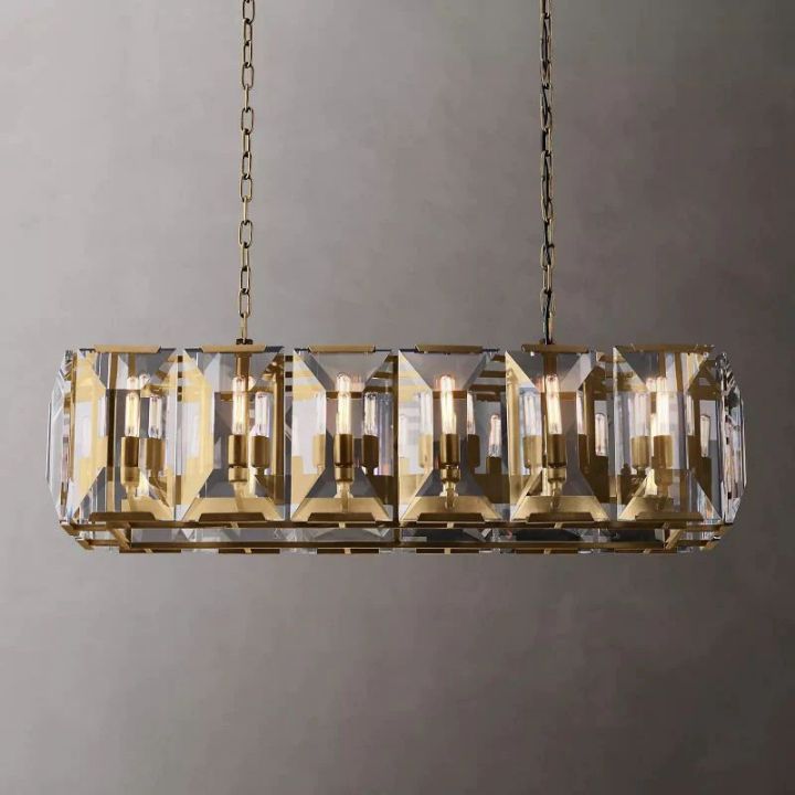 Aubrey  Crystal Rectangular Chandelier 42"