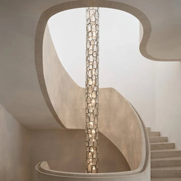 Extra Long Ripple Glass Chandelier for High-ceiling