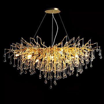 Stunning Tree Branch Crystal Chandelier with Clear Teardrop-shaped for Living/Dining Room