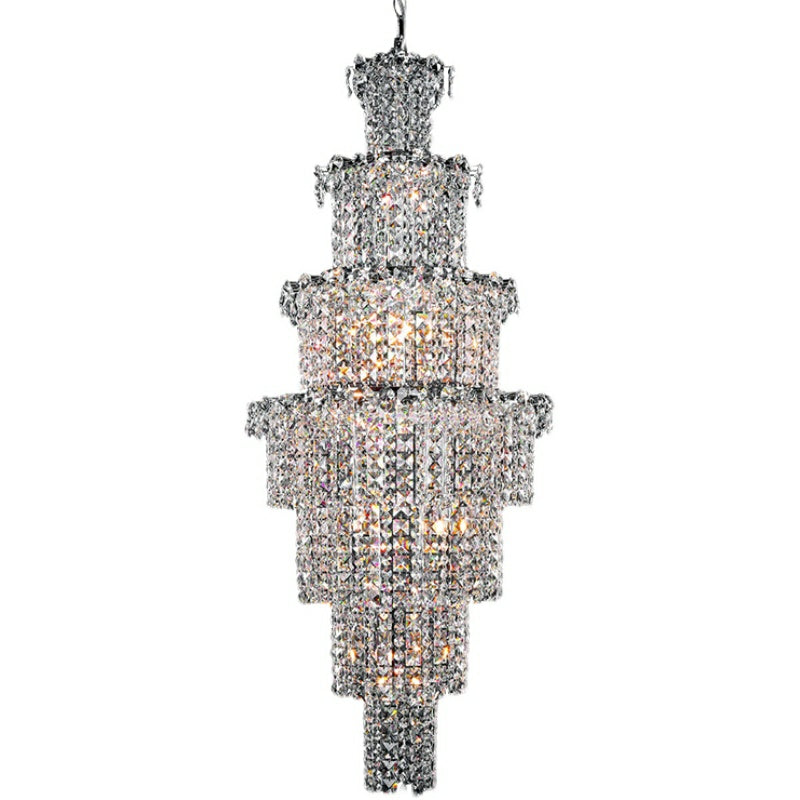 Large Multi-piece Crystal Chandelier Stylish Ceiling Light Fixture For Foyer Living Room Staircase