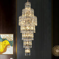 Long Crystal Staircase Chandelier Large Foyer Living Room Entryway Ceiling Light Fixture