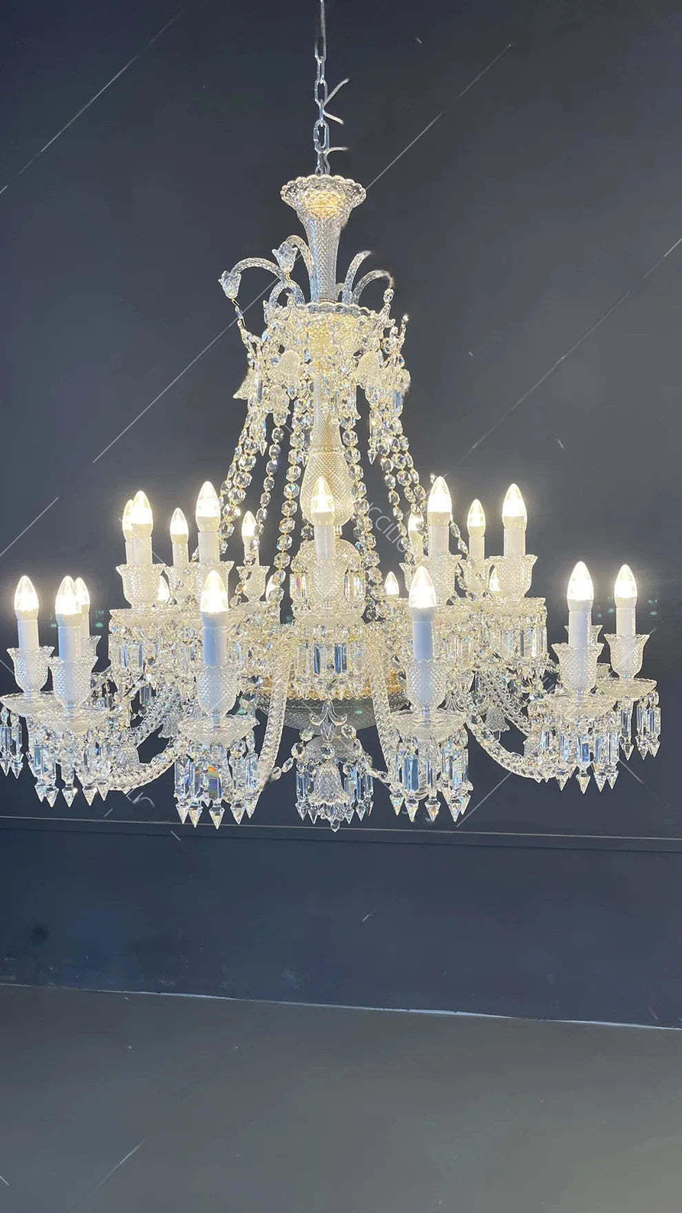 Long Neck Zenith Baccarat Crystal Chandelier