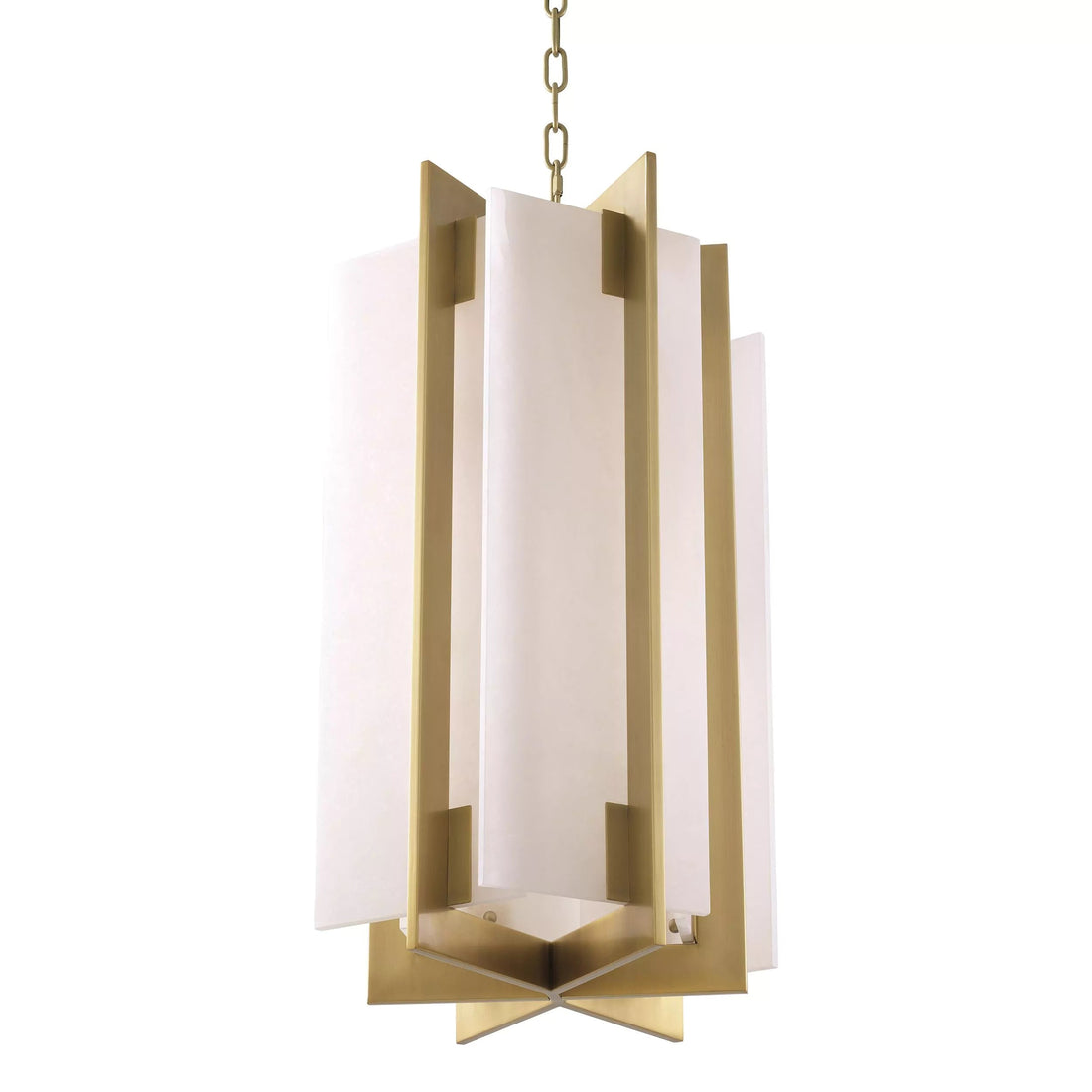 Olivia Lugano Modern Brass Chandelier - (Antique Brass Finish | Alabaster) - Eichholtz