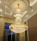 Luxury Extra Large Round Ceiling Lighting Fixture Stately Crystal Chandelier For Foyer Entryway/ Entrance