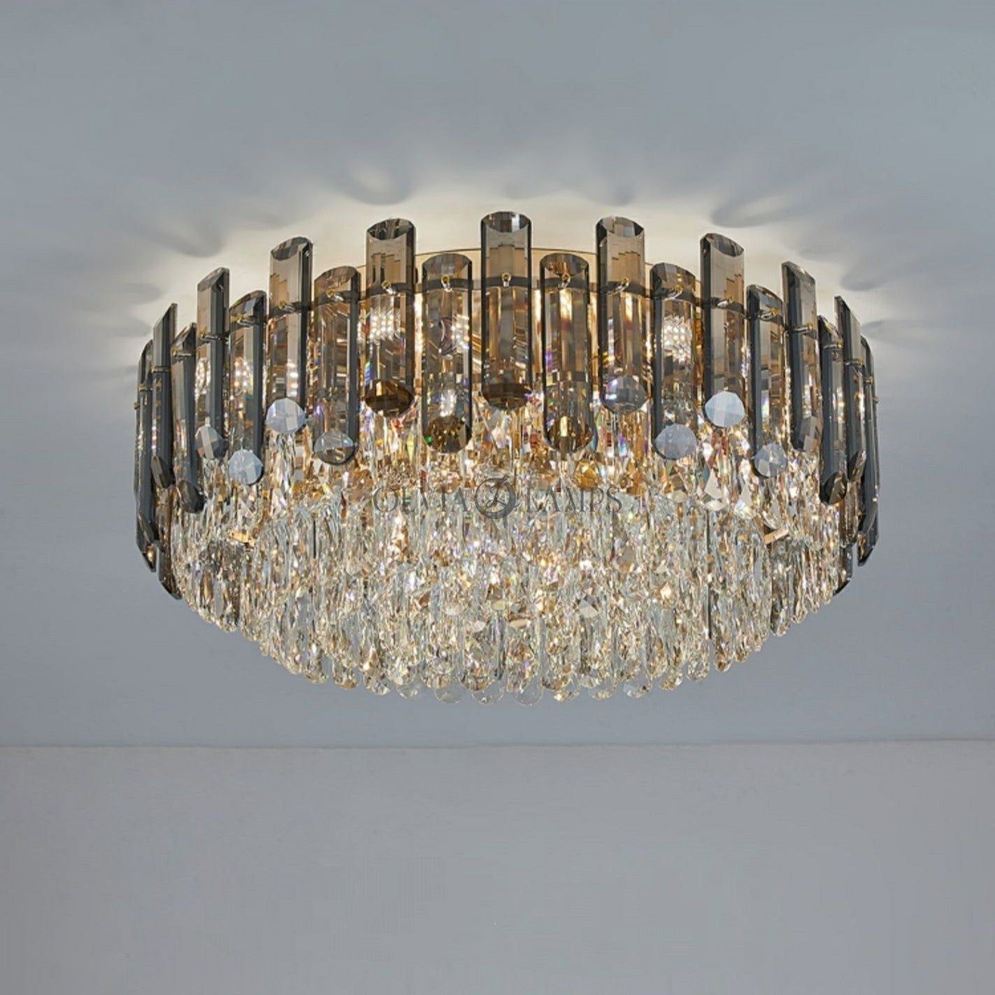 Luxury Large Flush Mounted K9 Crystal Chandelier