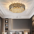 Luxury Large Flush Mounted K9 Crystal Chandelier