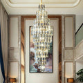 Luxury Foyer Staircase K9 Crystal Chandelier Long Ceiling Lighting Fixture For Living Room Hall