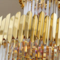 Luxury Gold Trimmed Long Crystal Chandelier Foyer Staircase Extra Large Ceiling Light Fixture