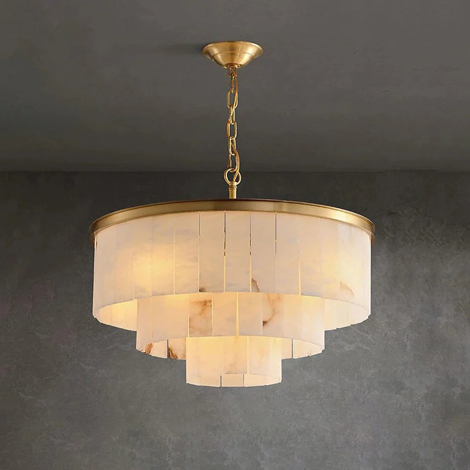 Olivia Modern Alabaster Tiered Chandelier