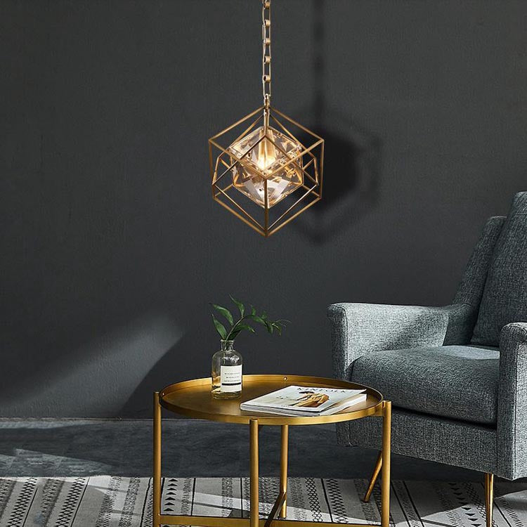 Olivia Rubik's cube Crystal Pendant Light Brass