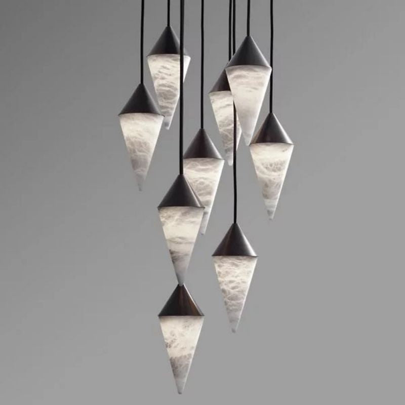 Olivia Modern Alabaster Cone Cluster Chandelier