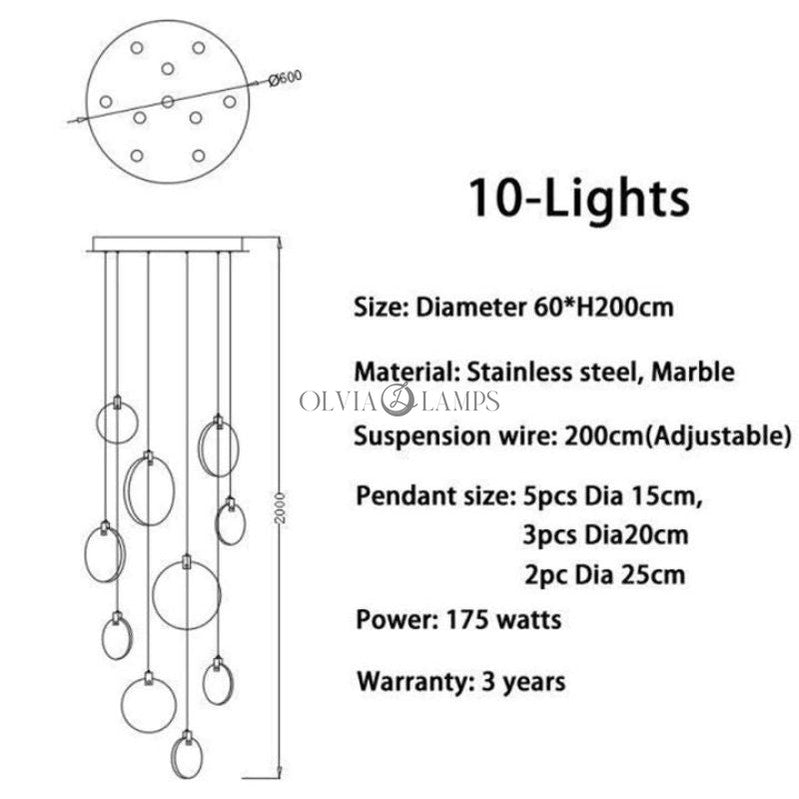 Alabaster Long Staircase Chandelier 5 styles