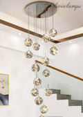 Extra Large 78.8''-197'' Adjustable Customization Modern Starlight Globe Chandelier for Hotel Foyer Hall Crystal Clear Glass Ball Light Moonlight Decoration Living Room High Ceiling Office Light Fixture