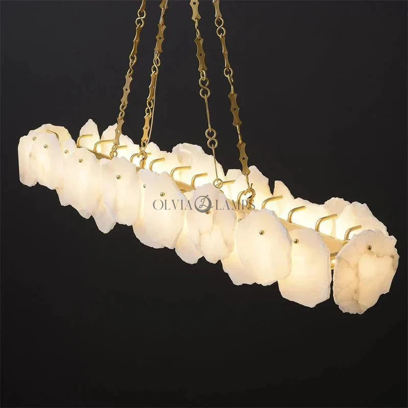 Theseus Alabaster Modern Snowflake Linear Chandelier 47'' 62''