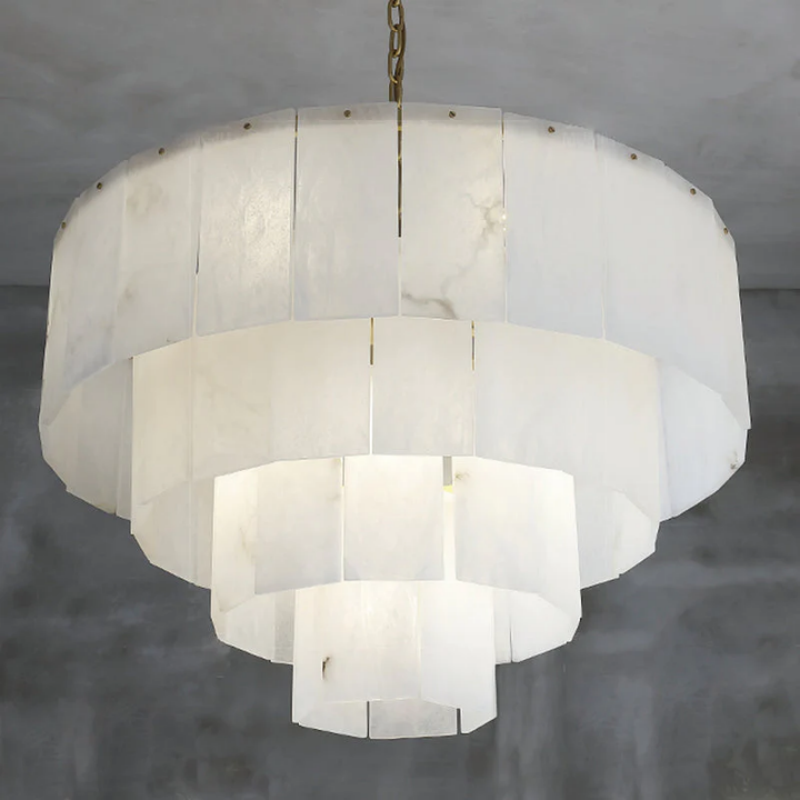 Olivia Alabaster Lorry Modern Multi-Layer Round Chandelier 31"