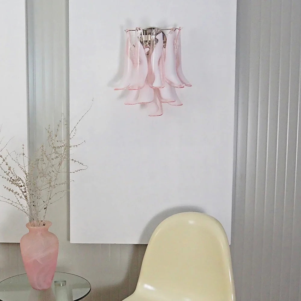 Vintage Murano Pink Wall Lights 13.8"