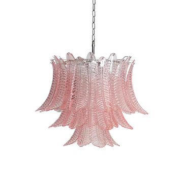 Murano Pink Ferns Glass Chandelier 31.5"