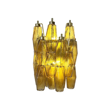 Murano Poliedri Amber Glass Wall Sconces 9.8"