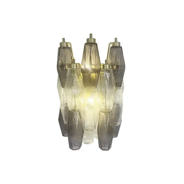 Murano Smoked Transparent Glass Wall Sconces 9.8"