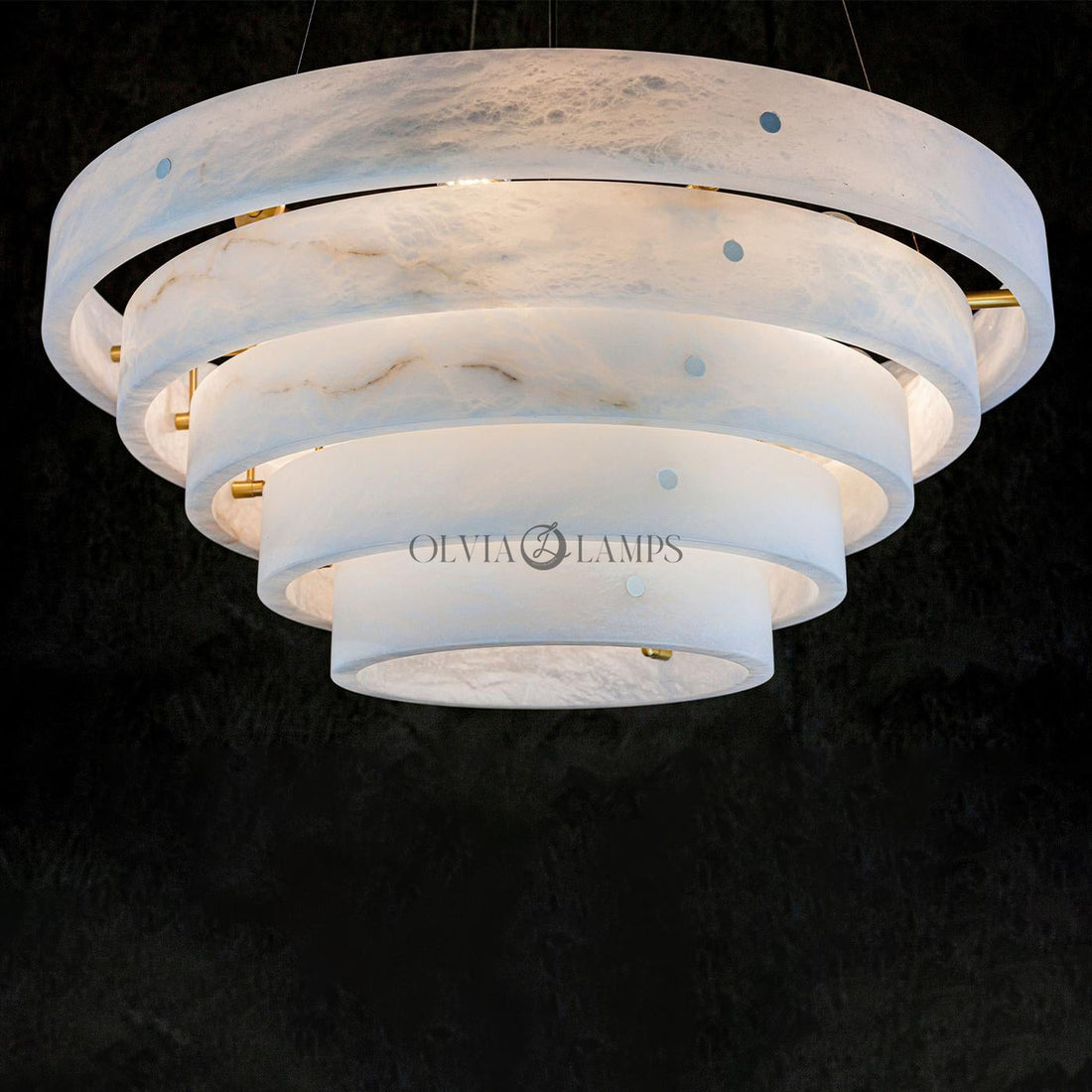 Alabaster Round Suspension Chandelier 52''