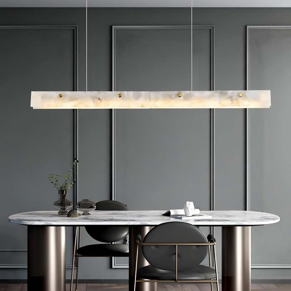 Olivia Natural Alabaster Kitchen Island Chandelier 60"