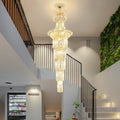 New Style Royal Large Crystal Chandelier Long Ceiling Lighting Fixture For Living Room Staircase/ Entryway