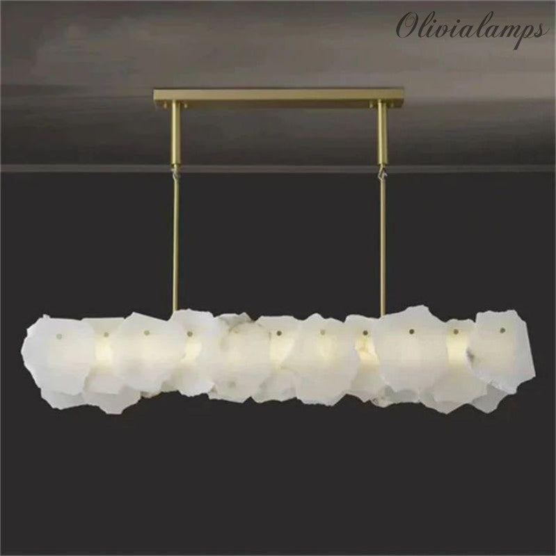 Alabaster Flakes Linear Chandelier -Rod