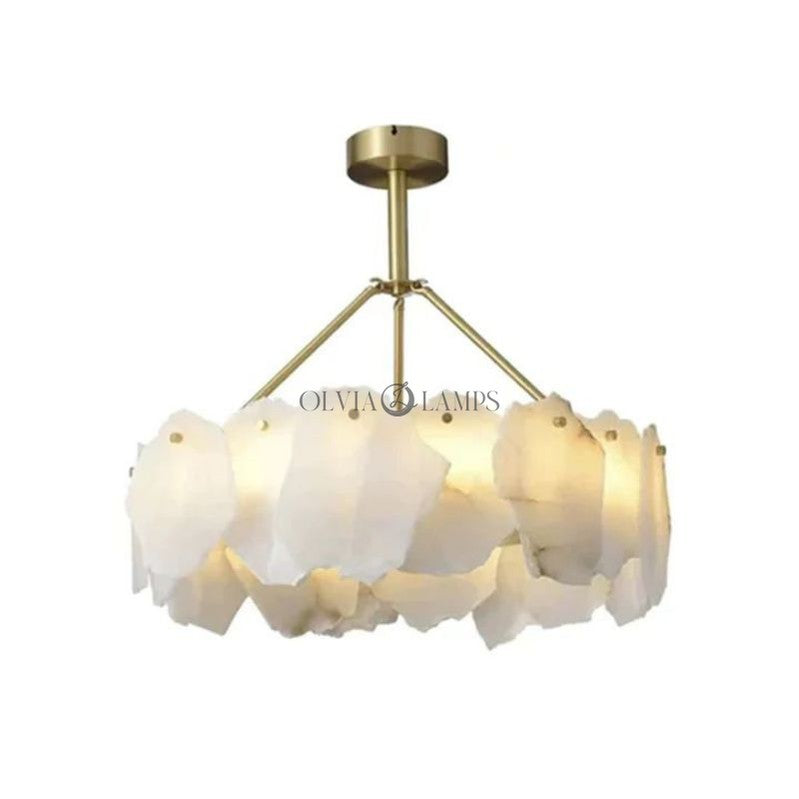 Alabaster Flakes Round Chandelier -Rod