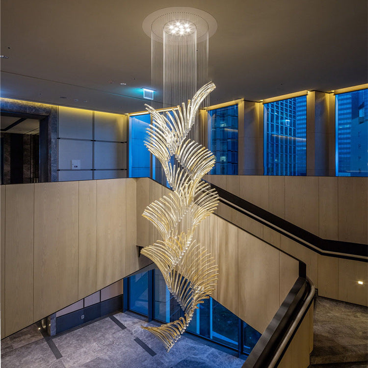 European Style Spiral Glass Chandelier for Staircase/Foyer/Hotel/Villa