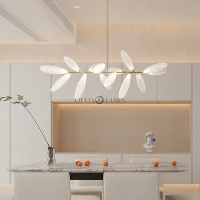 linear, rice-shaped, shining, chandelier, pendants , living room., dining room, iron, minimalist,