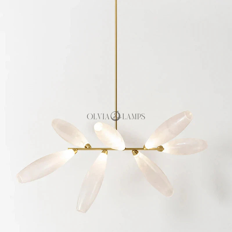 linear, rice-shaped, shining, chandelier, pendants , living room., dining room, iron, minimalist,