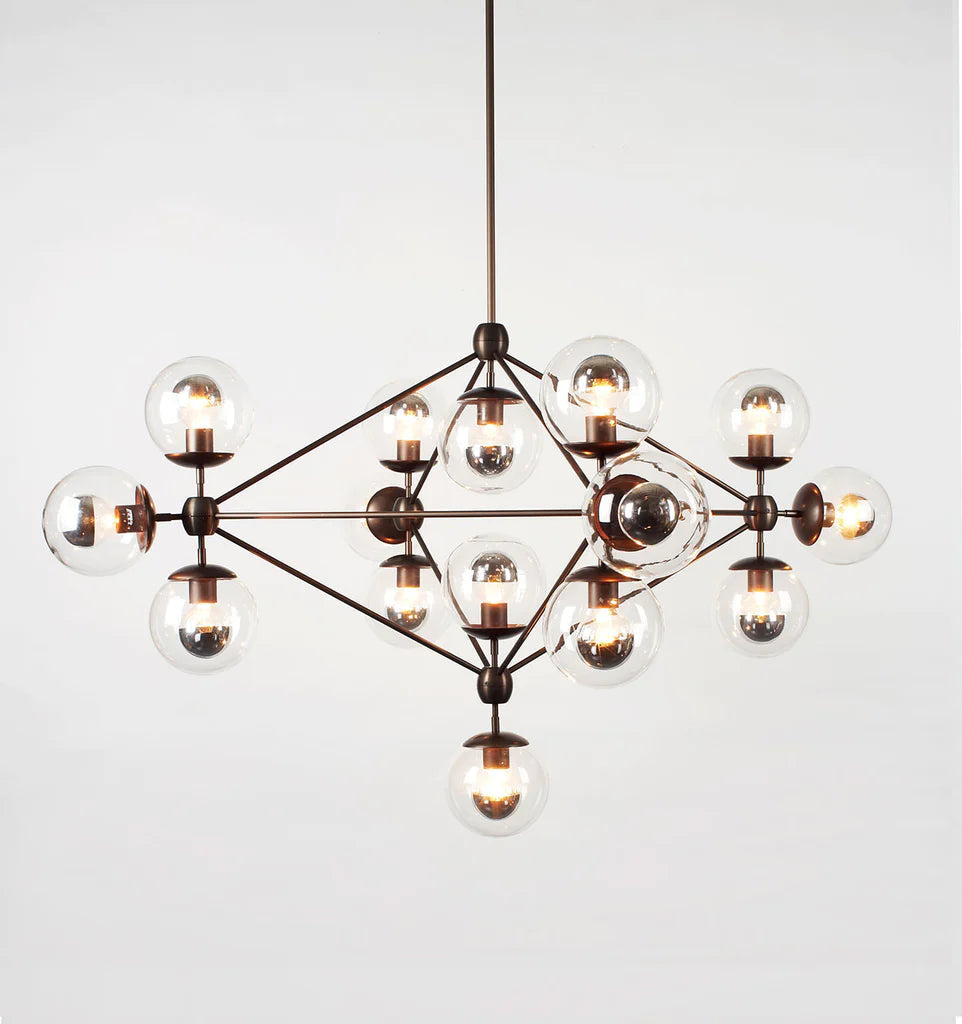 Modo Chandelier - 4 Sided, 15 Globes