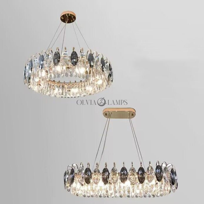 Luxurious K9 Crystal Chandelier Modern Ceiling Light Fixtures Set for Living Room/Dining Room