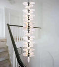 Nordic Art Long Magnolia alba Glass Ceiling Chandelier for Staircase/Hallway/Entryway Light Fixture, designer, creative, craftsmanship, art