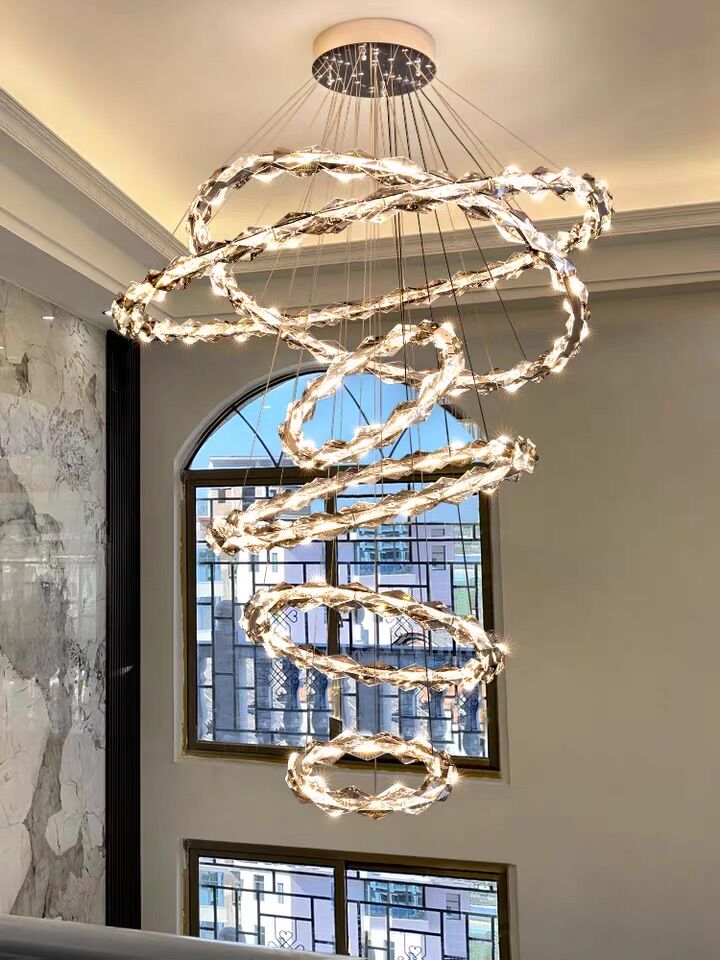 Modern Extra Large Multi-layers Ring Ceiling Crystal Chandelier For Staircase/Foyer/Hallway