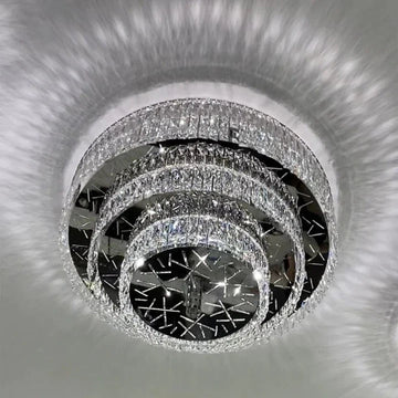 Oversized Modern Creative Flush Mount Round Multi-layers Crystal Pendant Chandelier for Living/Dining Room/Hallway