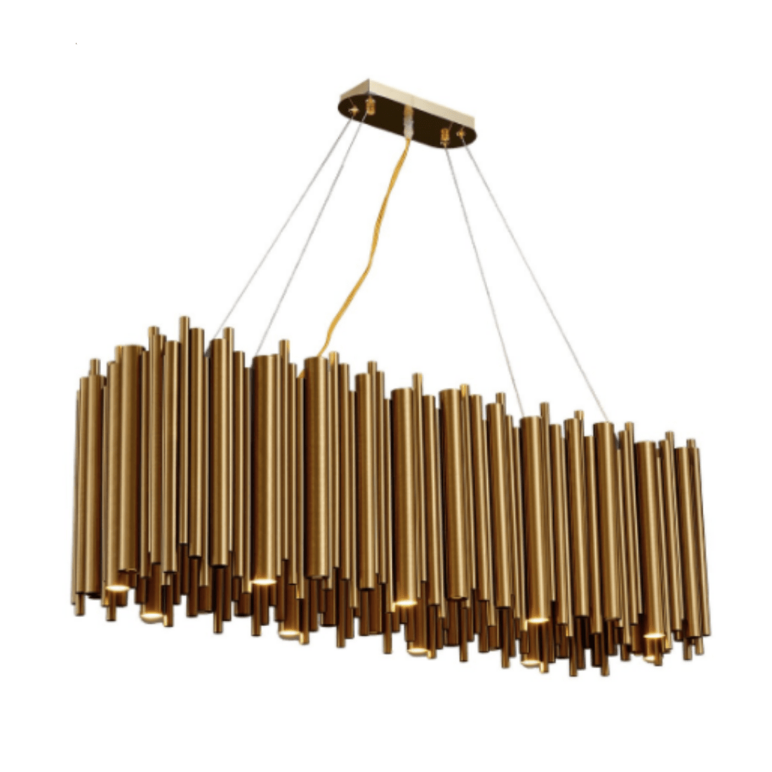 Olivia Dore Brass Tubular Rectangle Chandelier 32" 39"