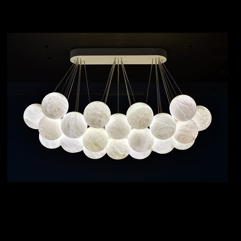 Olivia Rectangular Chandelier Alabaster Ball Chandelier