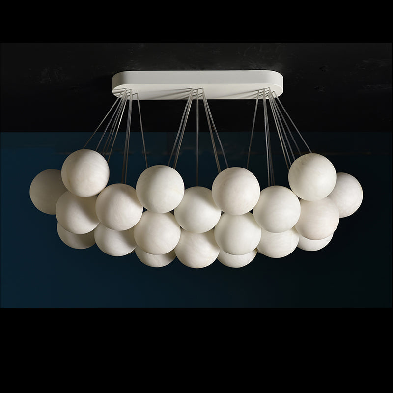 Olivia Rectangular Chandelier Alabaster Ball Chandelier