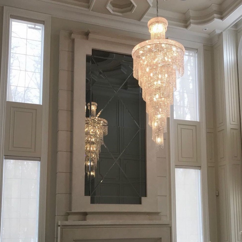 Large Spiral Crystal Chandelier for Staircase/Foyer/Living room