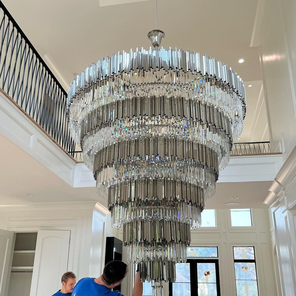 Extra Large Round Cone Tiered Crystal Chandelier for Foyer/Enterway/Living Room