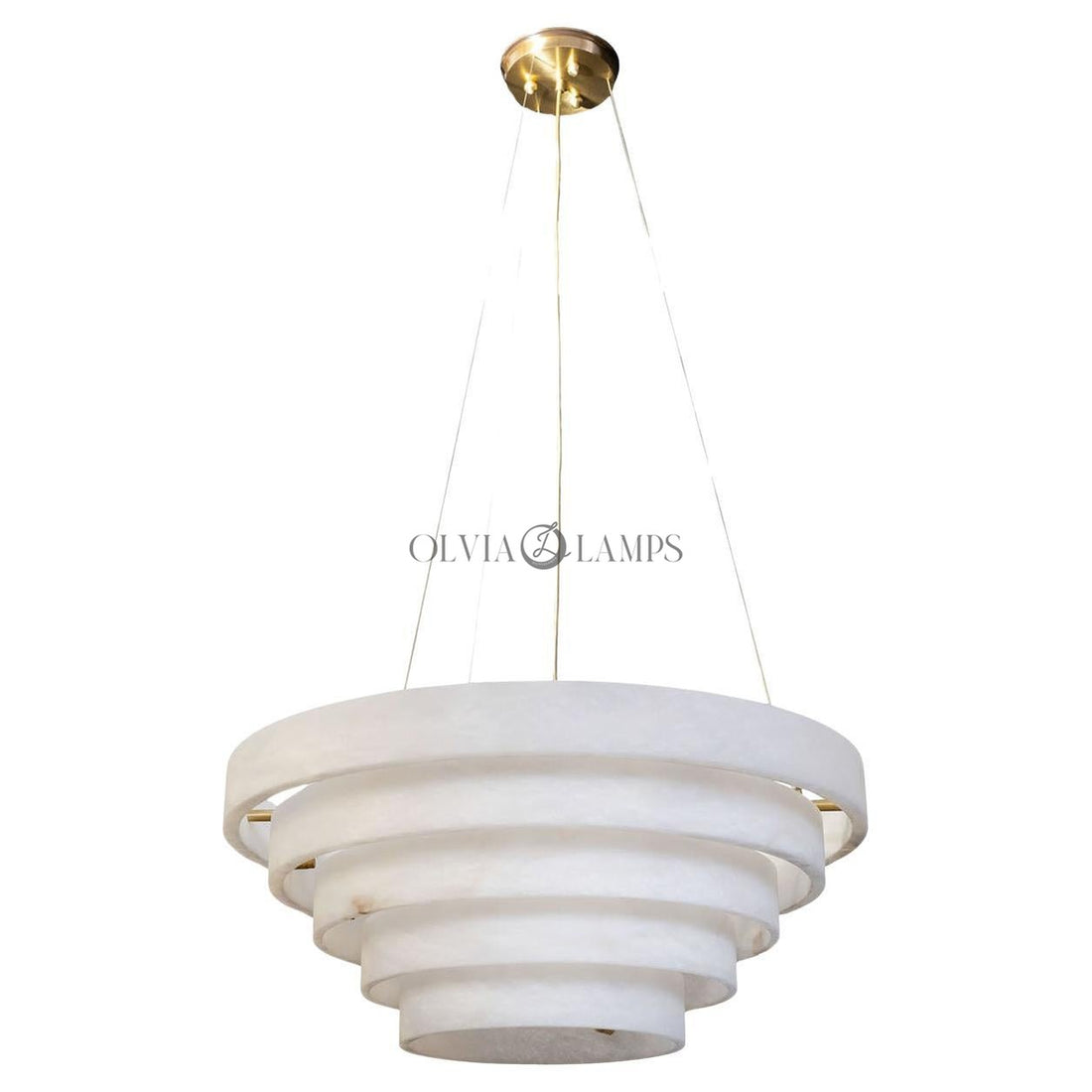 Alabaster Round Suspension Chandelier 52''