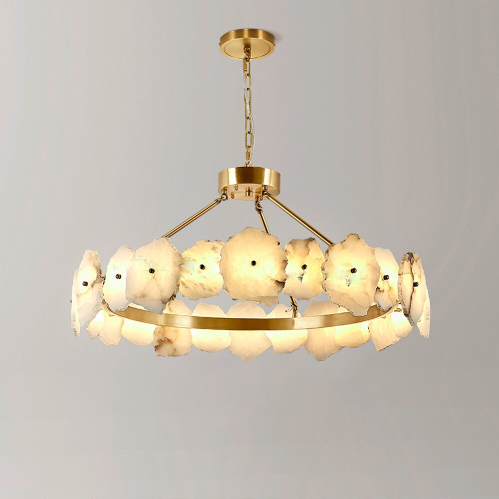 Olivia Natural Alabaster Modern Round Chandelier