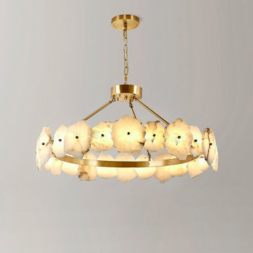 Olivia Natural Alabaster Modern Round Chandelier