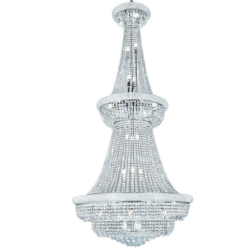 Silver/ Chrome Extra Length Customization D47.2"*H98.4"/ 48 Lights Luxurious Crystal Chandelier Foyer Entryway Long Ceiling Lighting Fixture For Hotel Lobby Hallway Staircase