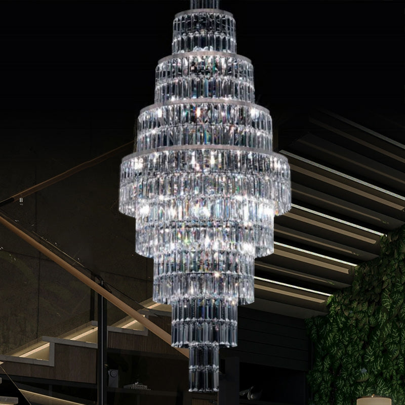 Stylish Foyer Hall Long Crystal Chandelier Large Staircase/ Entryway Decoration Ceiling Light Fixture